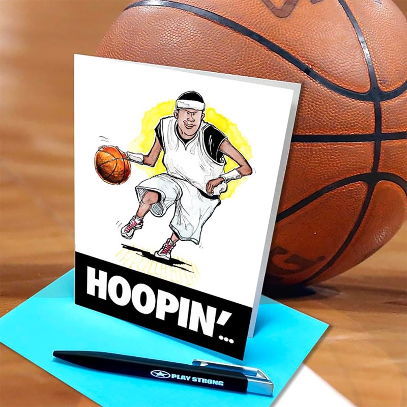 Play Strong Basketball Hoopin' Birthday Card 1-Pack (5x7) Power Player Illustrated Sports Birthday Cards Greeting Cards- Awesome for Basketball Players, Coaches and Fans Birthdays, Gifts and Parties! - Image 5